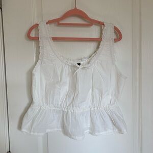 Divided White Ruffled Blouse